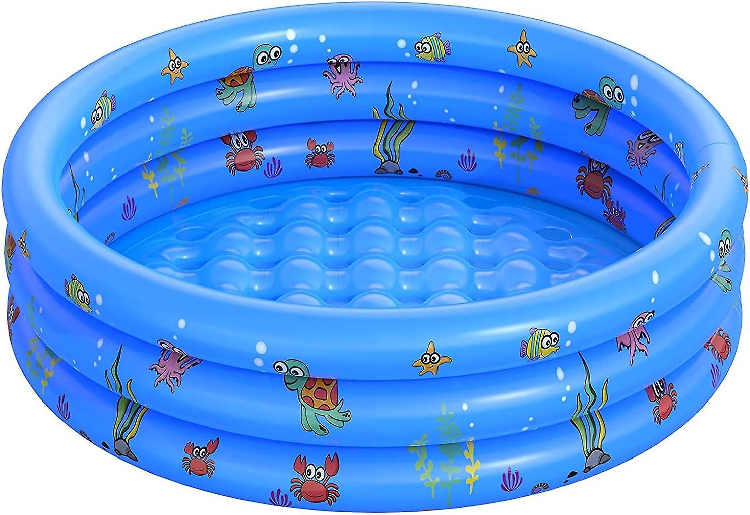 Round Children's Paddling Pool Inflatable PVC Children's Swimming Pool Ocean Themed Above Ground Swimming Pool for Backyard for Children Adults and Fa