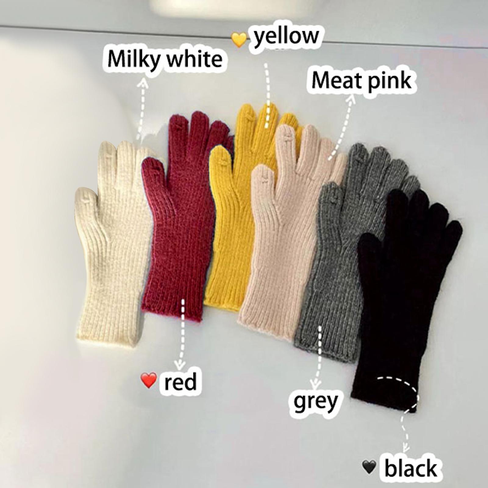 Simple Pure-Color Knitted Touchscreen Gloves Skin-Friendly Cold Proof Gloves for Outdoor Activities
