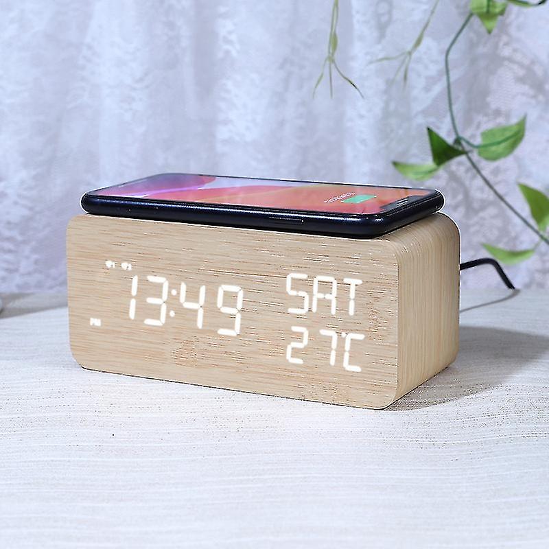 Desktop Digital Alarm Clock For Bedroom Led Smart 10w Wireless Charging Alarm Digital Clock For Room
