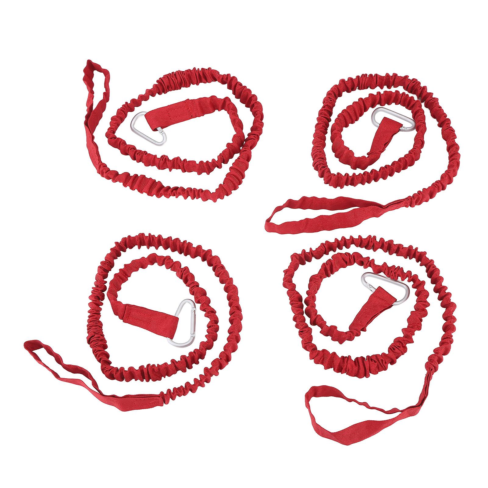 Nimomo 4Pcs Kayak Paddle Rope Super Stretchy Anti Lost Portable Nylon Canoe Paddle Leash for SUP Kayaking Canoing Fishing Boating(RED)