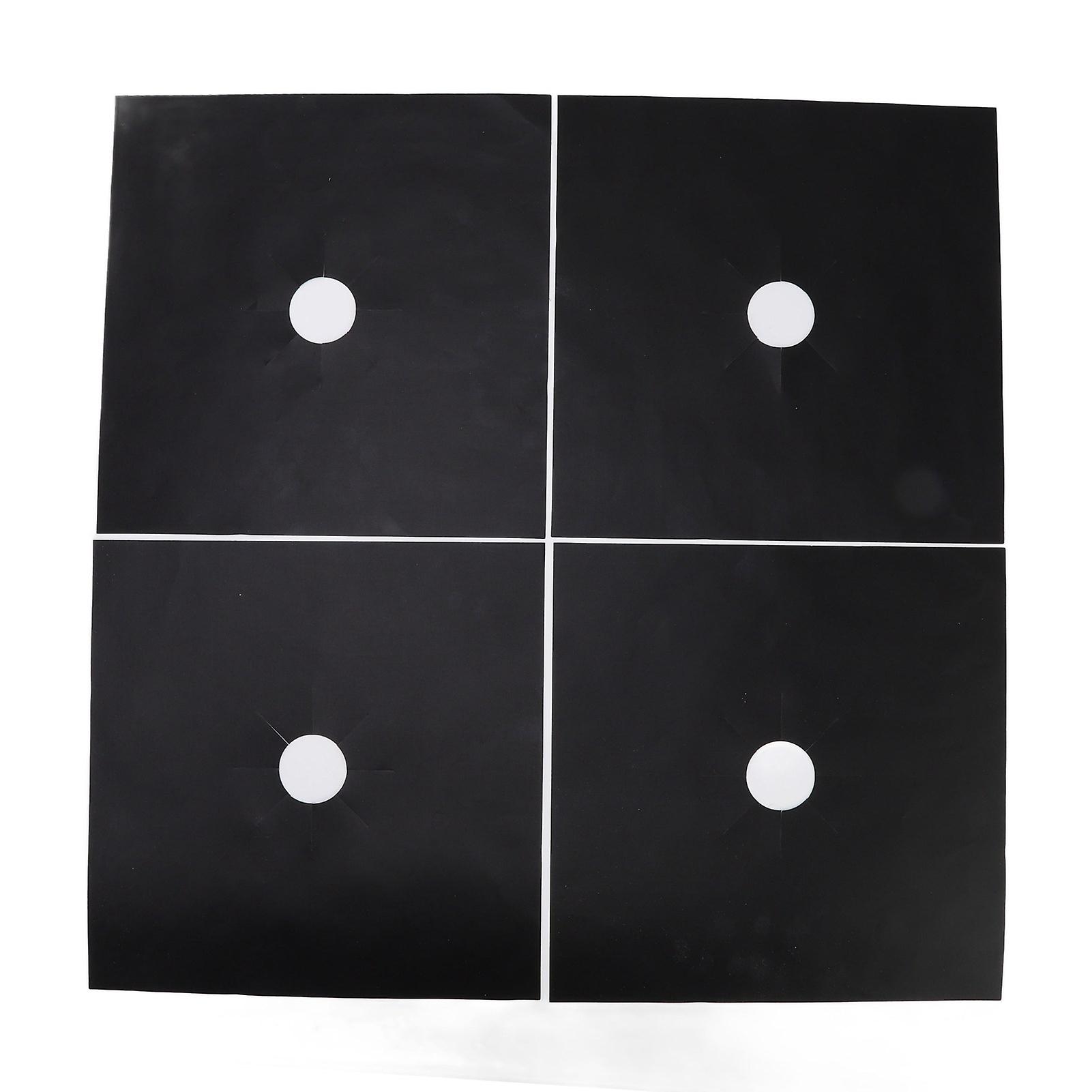 Teflon Heat-Resistant Non-Stick Gas Stove Protector Easy-to-Clean Hob Surface Mats Black 27x27cm 0.1mm Durable Reusable Set of 4 for Gas Cooktop