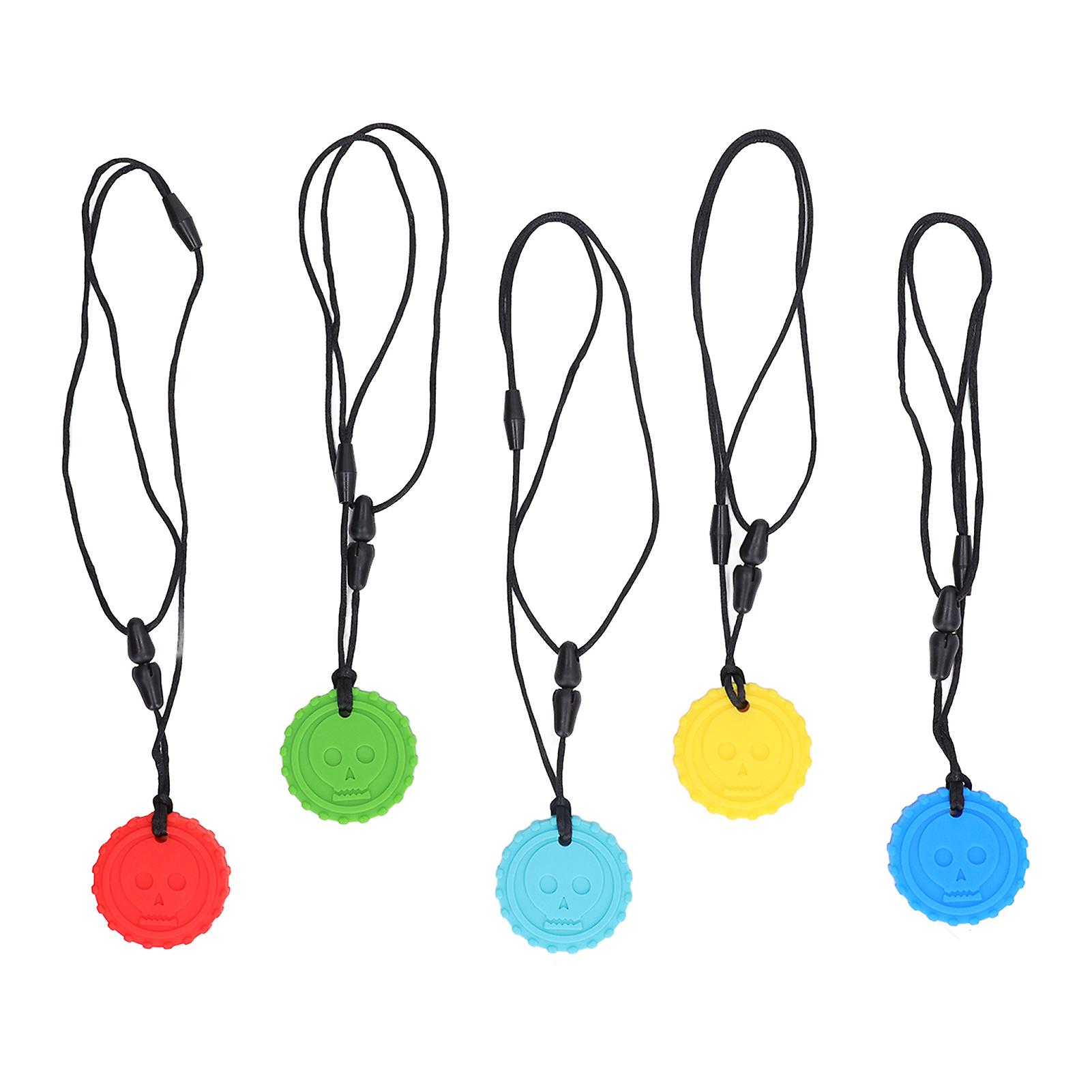 Lot de 5 jouets de dentition en silicone à motif tête de mort, forme ronde, 5 couleurs, sans BPA, PVC, pour bébé, pour un usage quotidien
