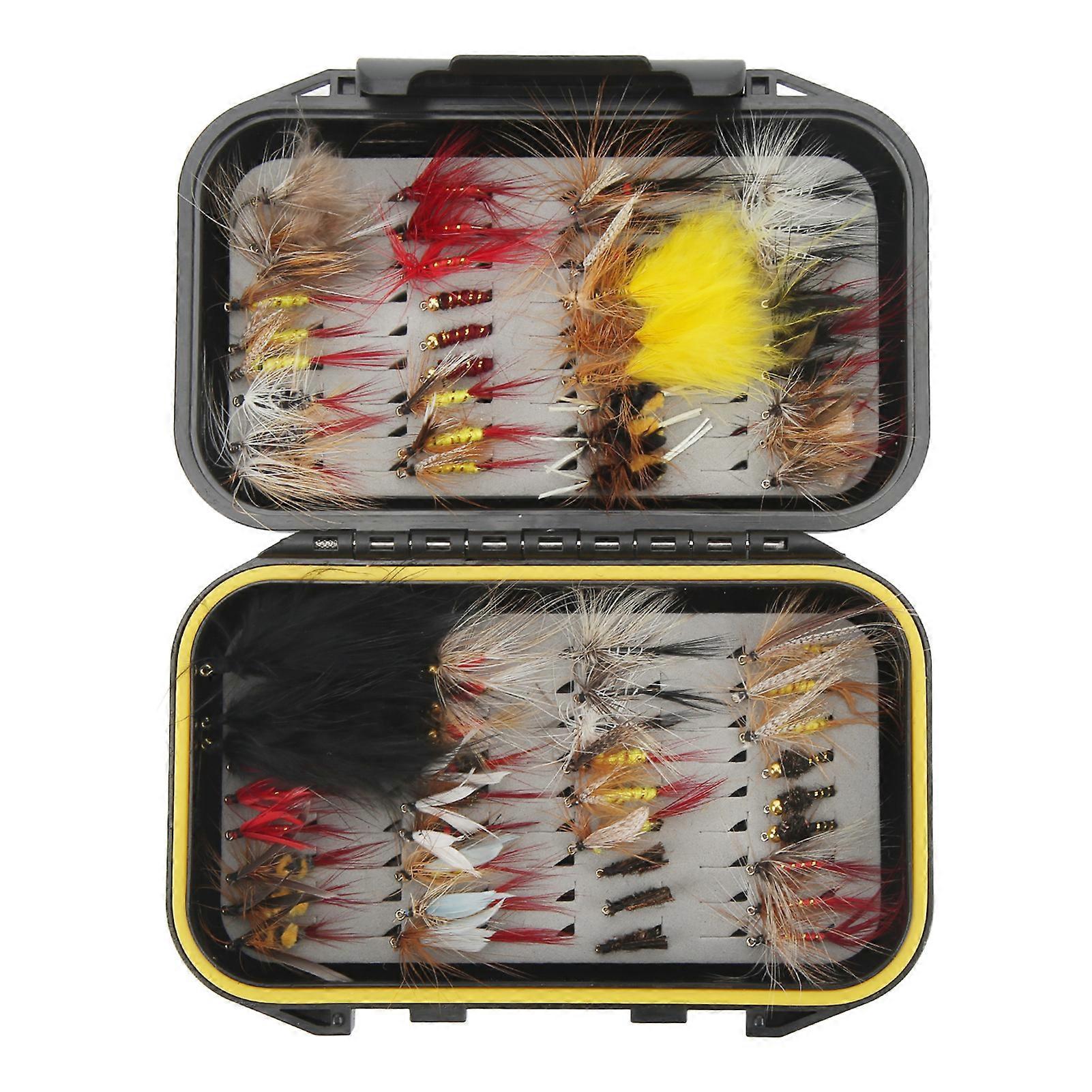 Waterproof Double-sided Fly Box, Realistic Flies For Target Fish Above And Below Surface (Bright Vibrant Colors, 72 Pieces)