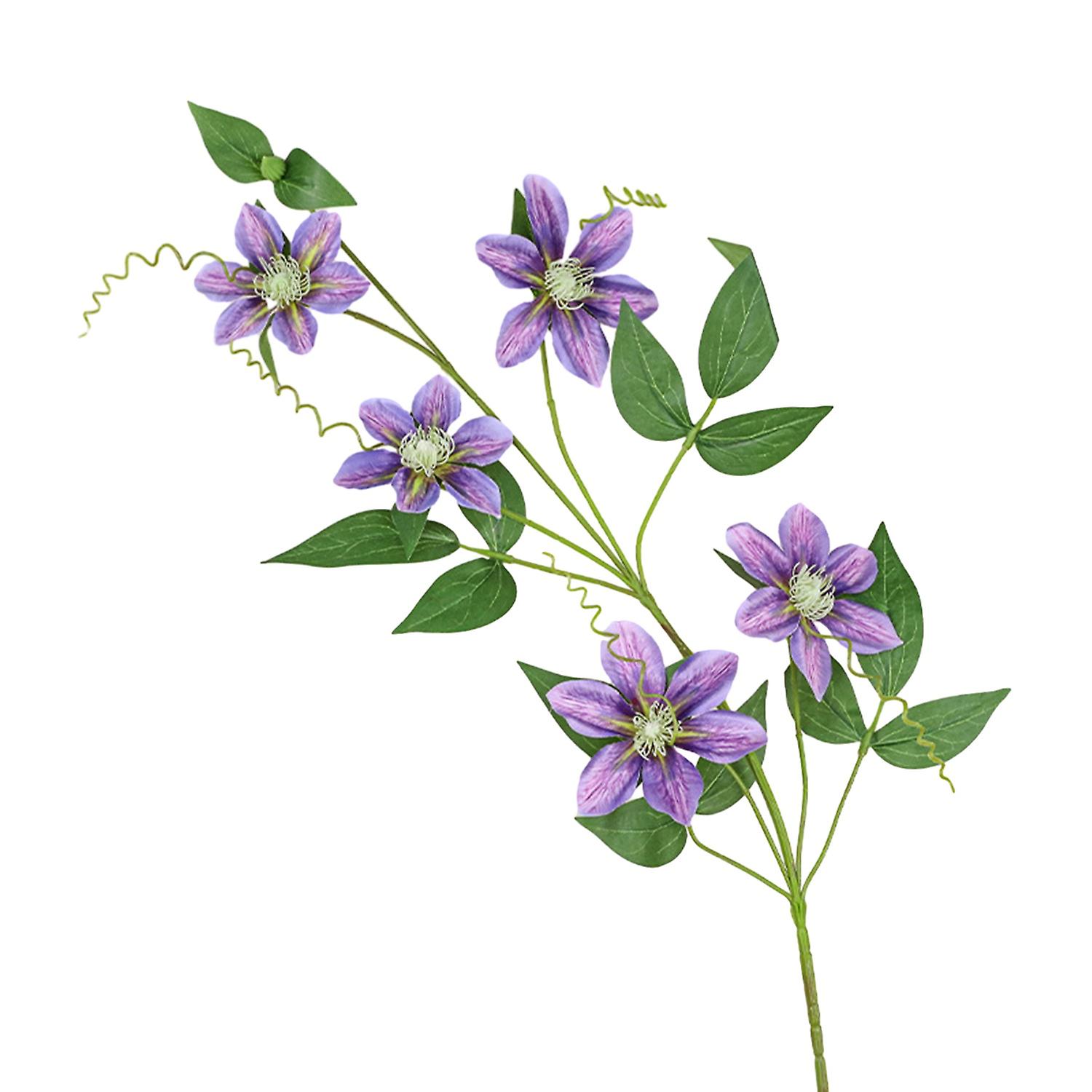 Konstgjord blomma Realistisk 5-huvud klematis Falsk blomma Lättskött Simuleringsblomma för bröllop Hem