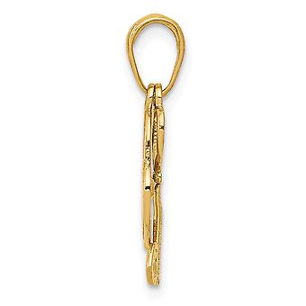 14k Yellow Gold Love Heart Key Pendant – 23x7mm, Polished, No Chain Included