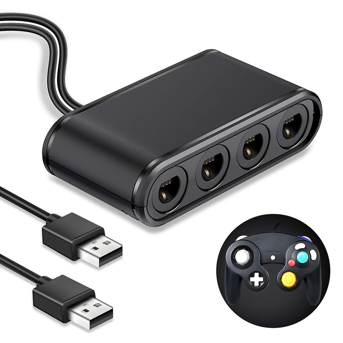 Game Cube GC / WaveBird to Nintendo Switch, Wii U & PC USB Controller Adapter Converter, Black JSKEE