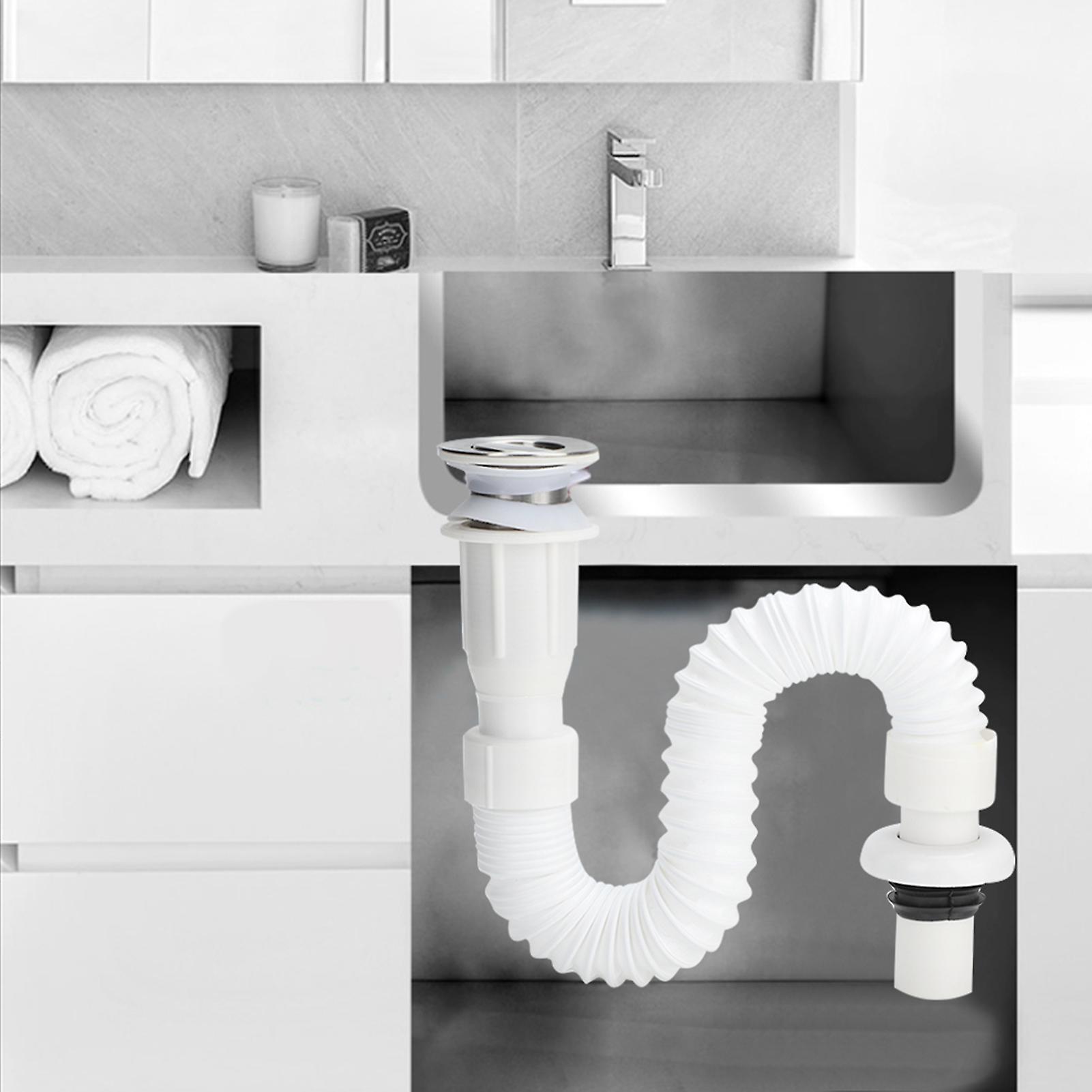 2Pcs Flap Type Flexible Bathroom Basin Water Drain Hose Pipe Draining Accessories