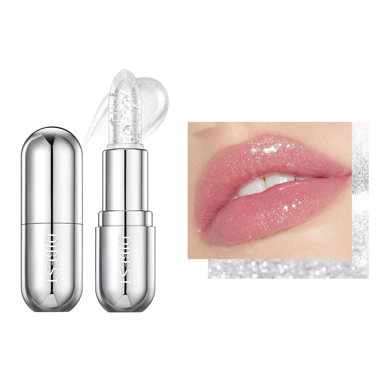 Crystal Jelly Sequins Lipstick Non-Stick Cup Temperature Change Moisturizer Lip Tint Balm for Chapped and Dry Lips