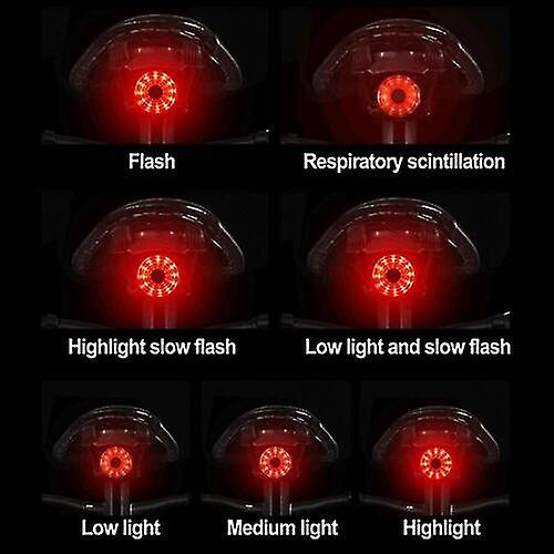 Rear light bicycle brake sensor mountain bike tail light saddle bracket 7 modes