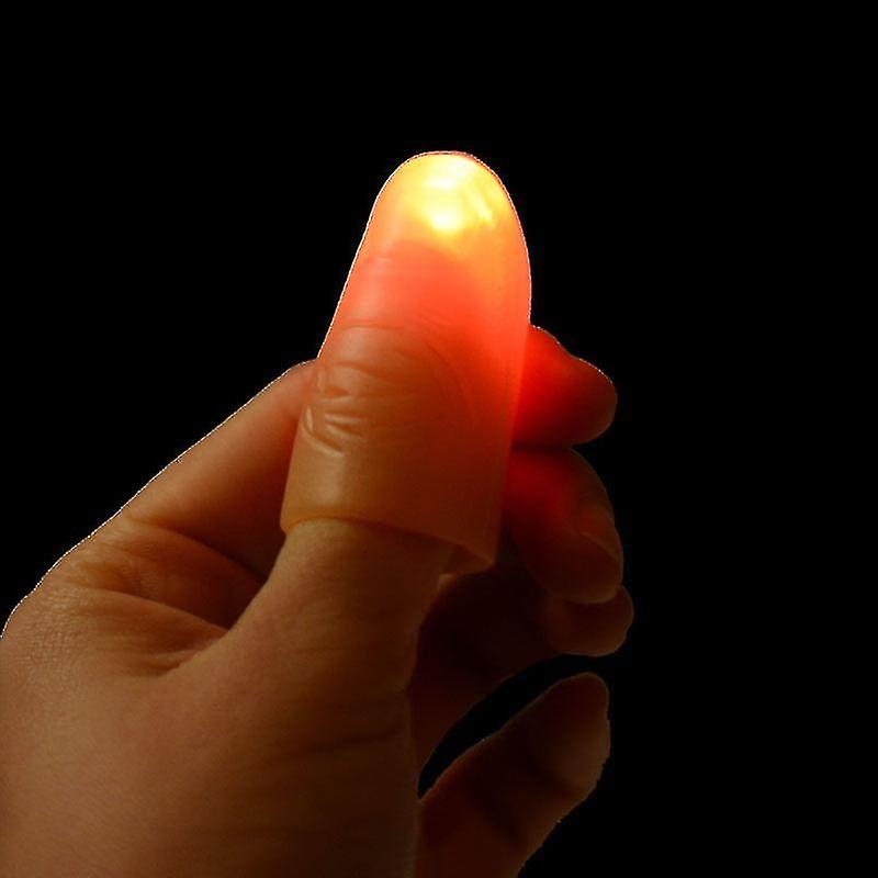 2pcs Red Magic Finger Light Up Thumb Tips Led Finger Lamp Thumbs Light Party Magic Tricks