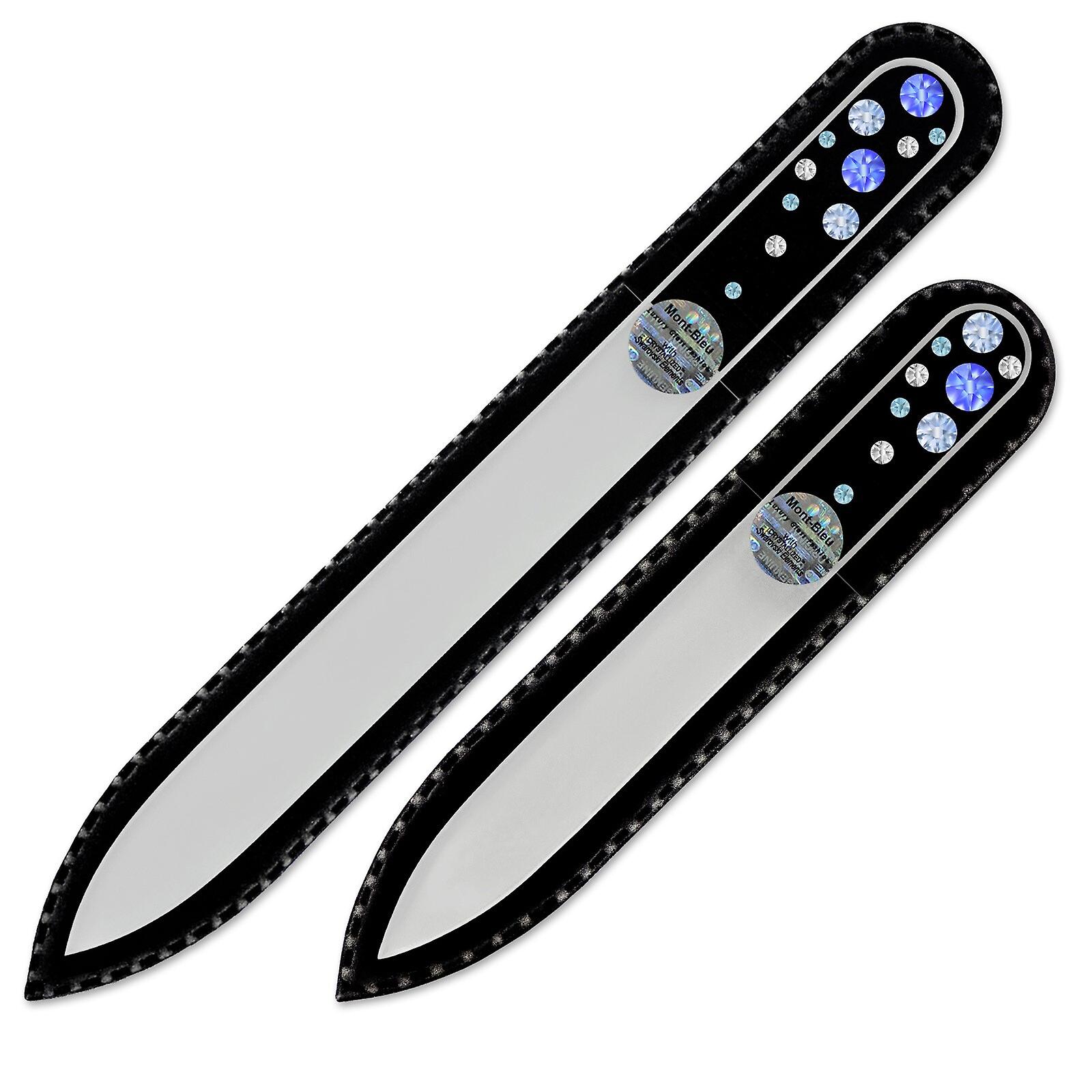 Ensemble de 2 limes à ongles en cristal transparent avec cristaux W-MS - Saphir - Saphir léger
