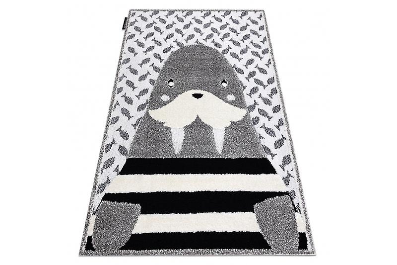 Modern children's carpet JOY Walrus, for children - structural two levels of fleece grey / cream