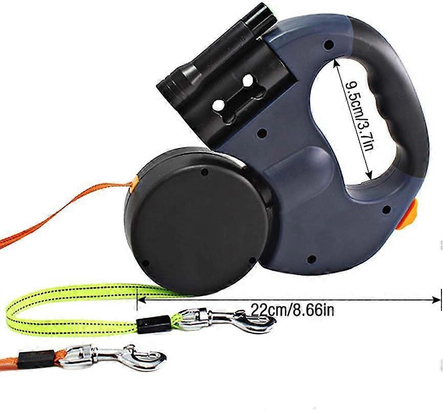 Retractable Double Dog Leash, Double 3 m Leash for Two Dogs Flexible Double Dog Leash with Non-Slip Grip, for Small and Medium-sized Dogs
