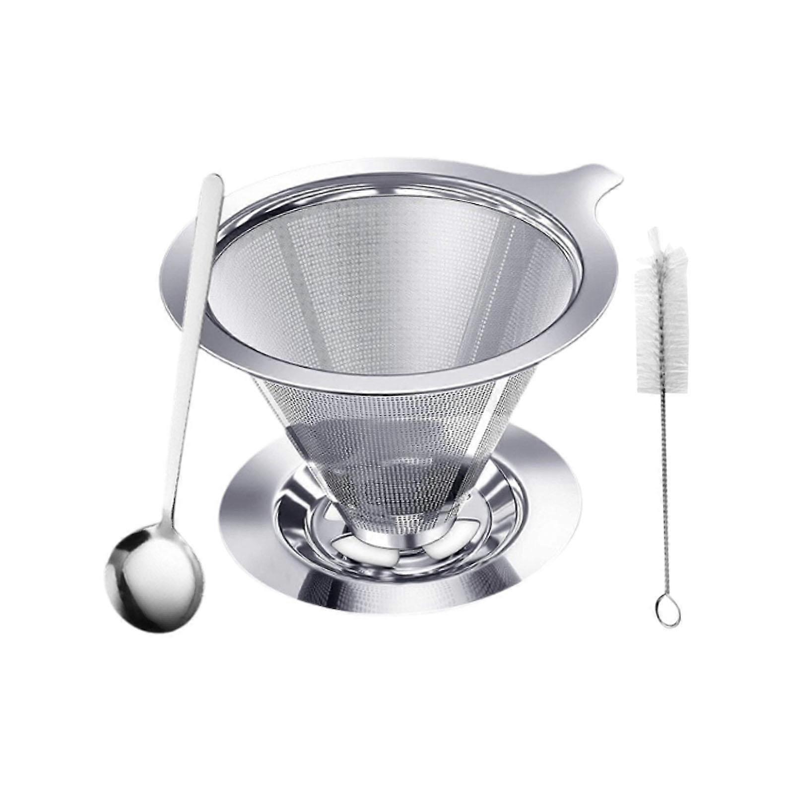 Pour over Coffee Filter Tea Pot Drain Easy to Use Stainless Steel Filter Set S