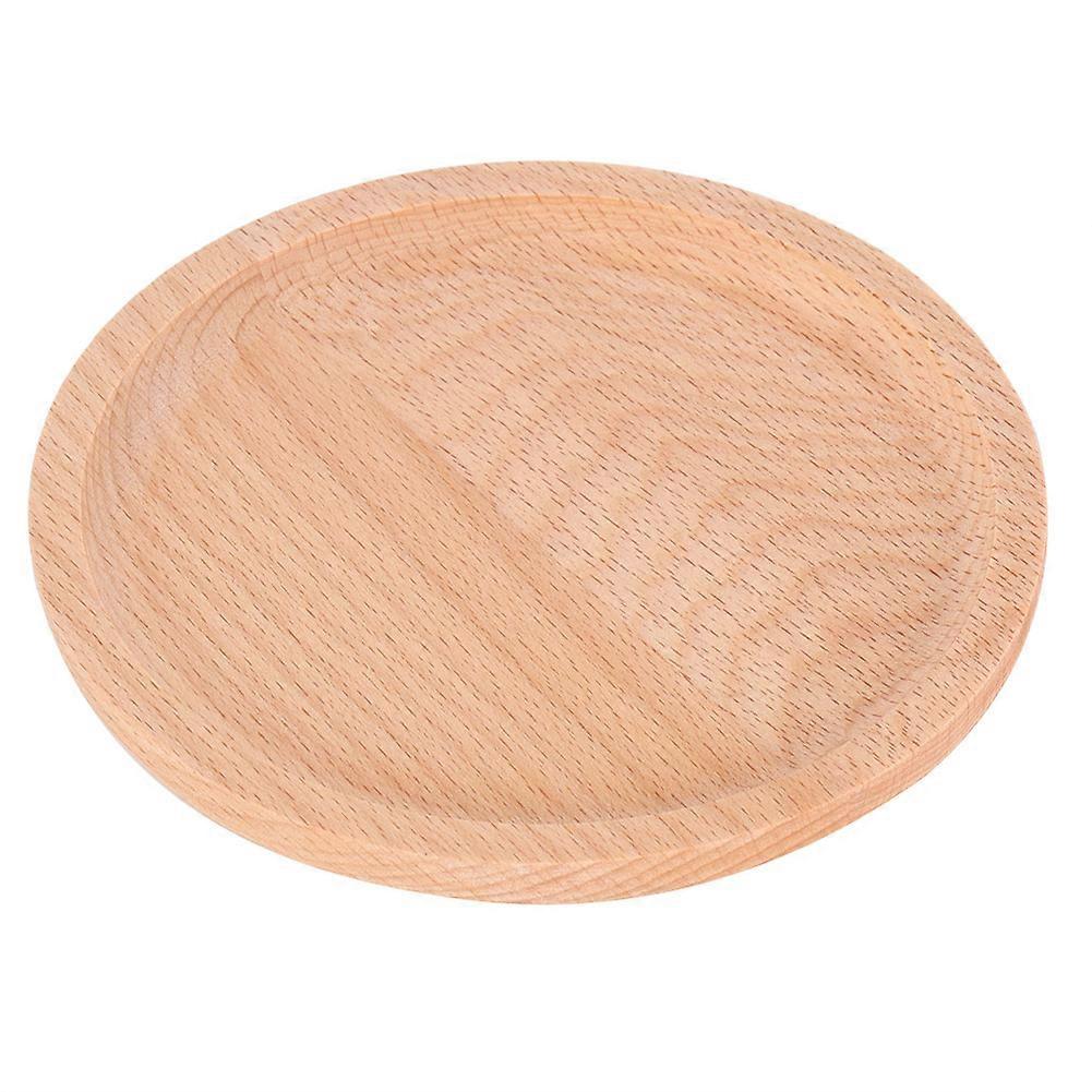 Beech Round Plate Fruit Plate Handmade Sushi Dish Tableware For Daily Uses (24*24*2cm)