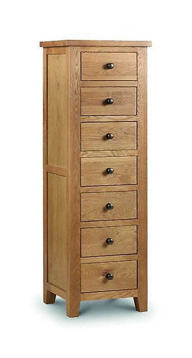 Rachel Narrow 7 Drawer Chest Solid Oak Veneers -