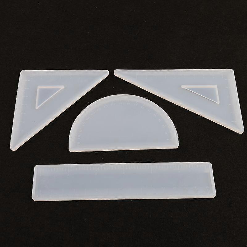 Unbrand Ruler Resin Silicone Mold 4PCS Protractor Triangle Ruler Right Angle Ruler DIY