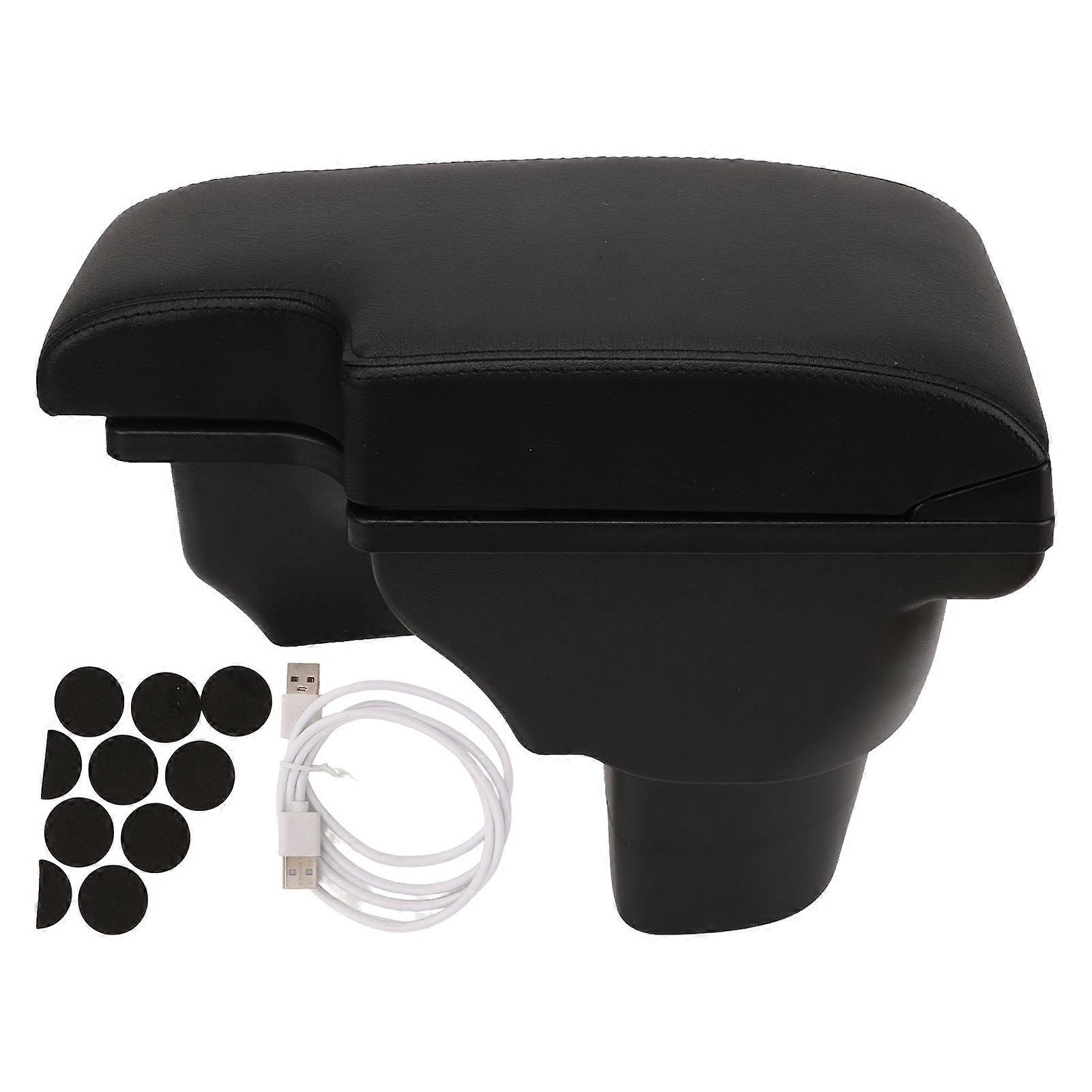 Car Armrest Box Interior Front Center Console USB Storage Black Box Replacement for Juke