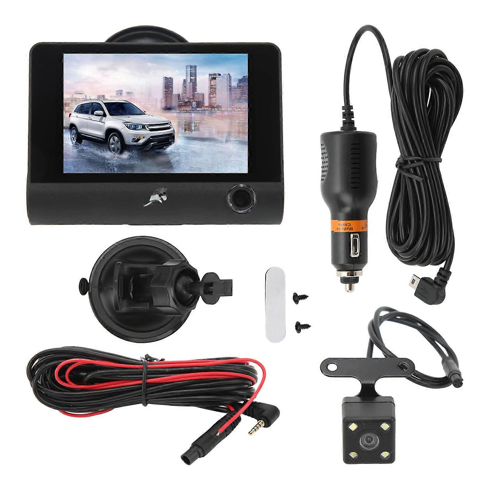 Car Camera Driving Recorder with Powerful Night Vision 4in 3 Camera Automobile Data Recorder