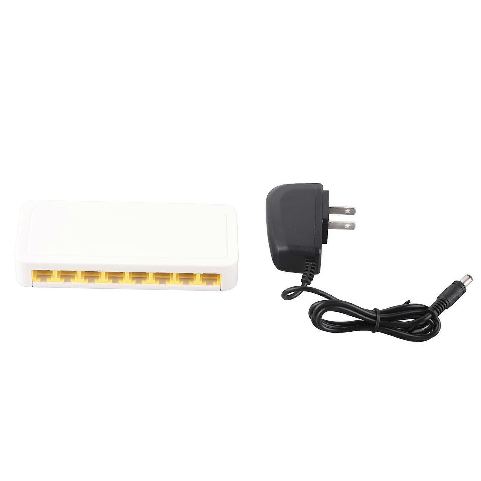8 Port Ethernet Switch Professional Silent Operation Plug and Play LAN RJ45 Splitter for Home Office 100?240V US Plug