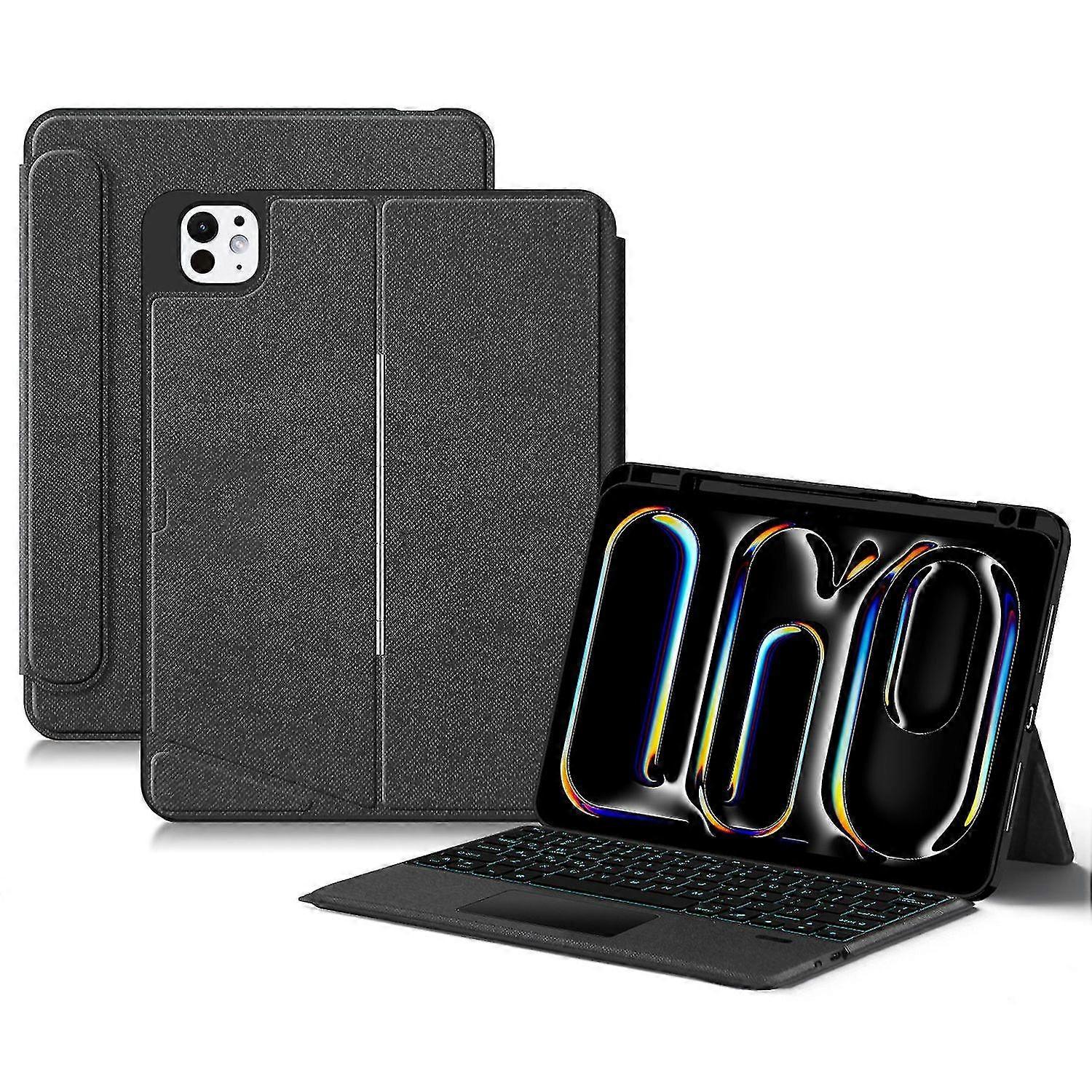 For iPad Pro 13 (2024) (M4) Leather Tablet Case with Wireless Backlight Keyboard