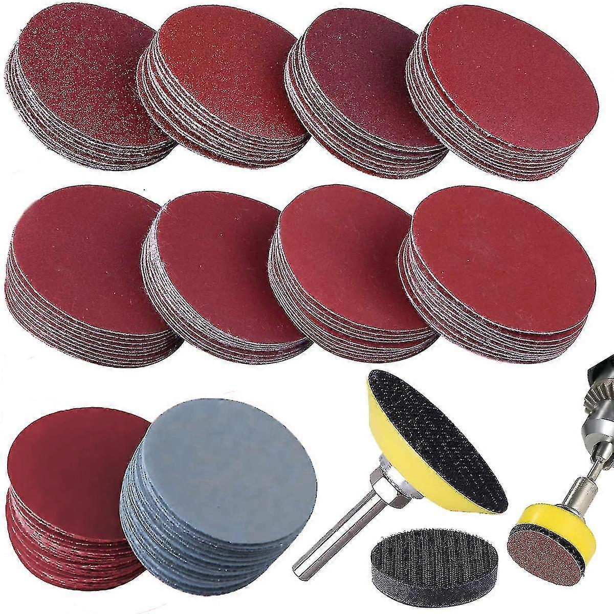 Sanding Discs Pad Kit, Pack Of 100 Sanding Paper With Sponge Pads-