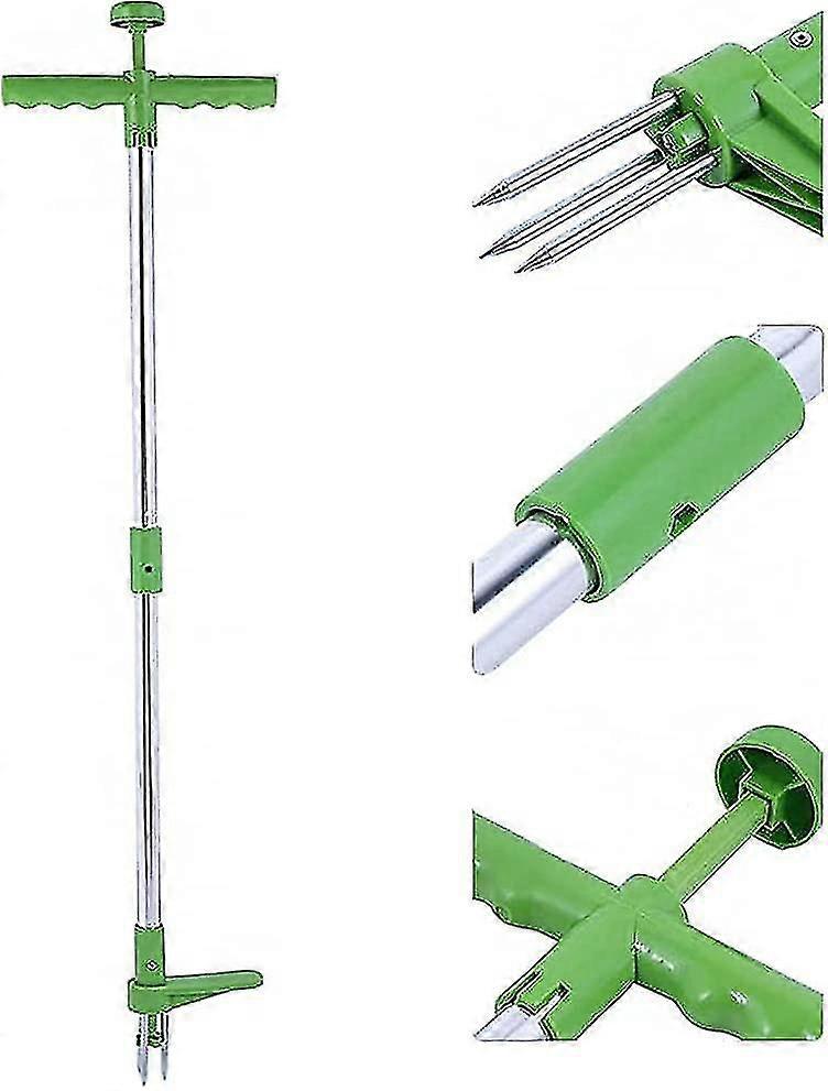Weed Puller And Telescopic Rotating Vertical Weeder Root Removal Tool With Steel Handle And 3 Claws, Manual Garden Weeder