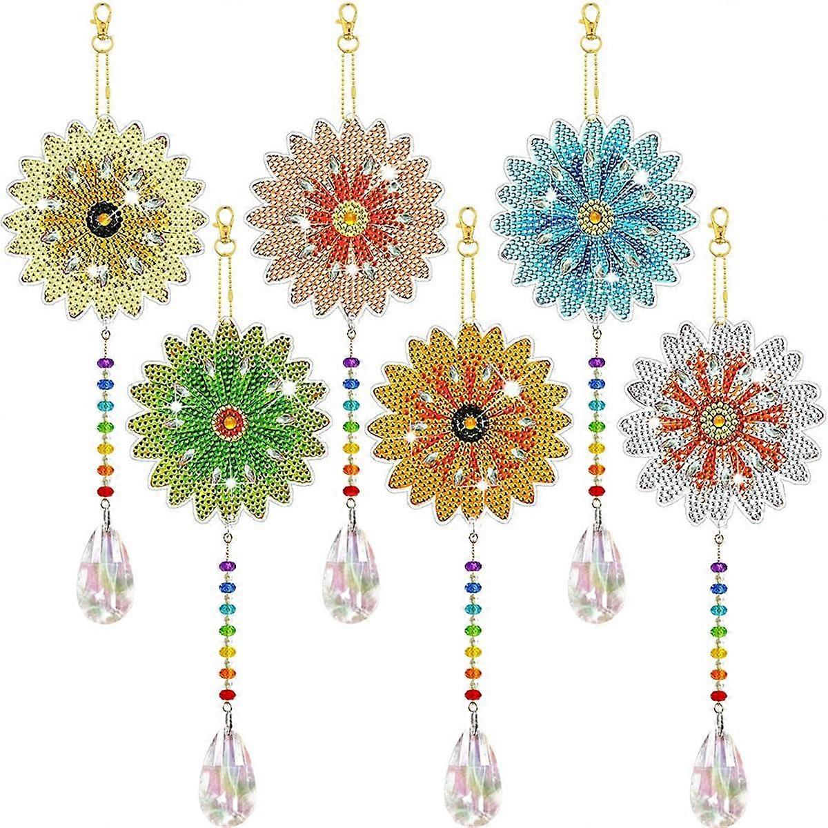 6 Pieces Wind Spinner DIY Painting Wind Chime Double Sided Paint Hanging Ornament for Garden Wind S