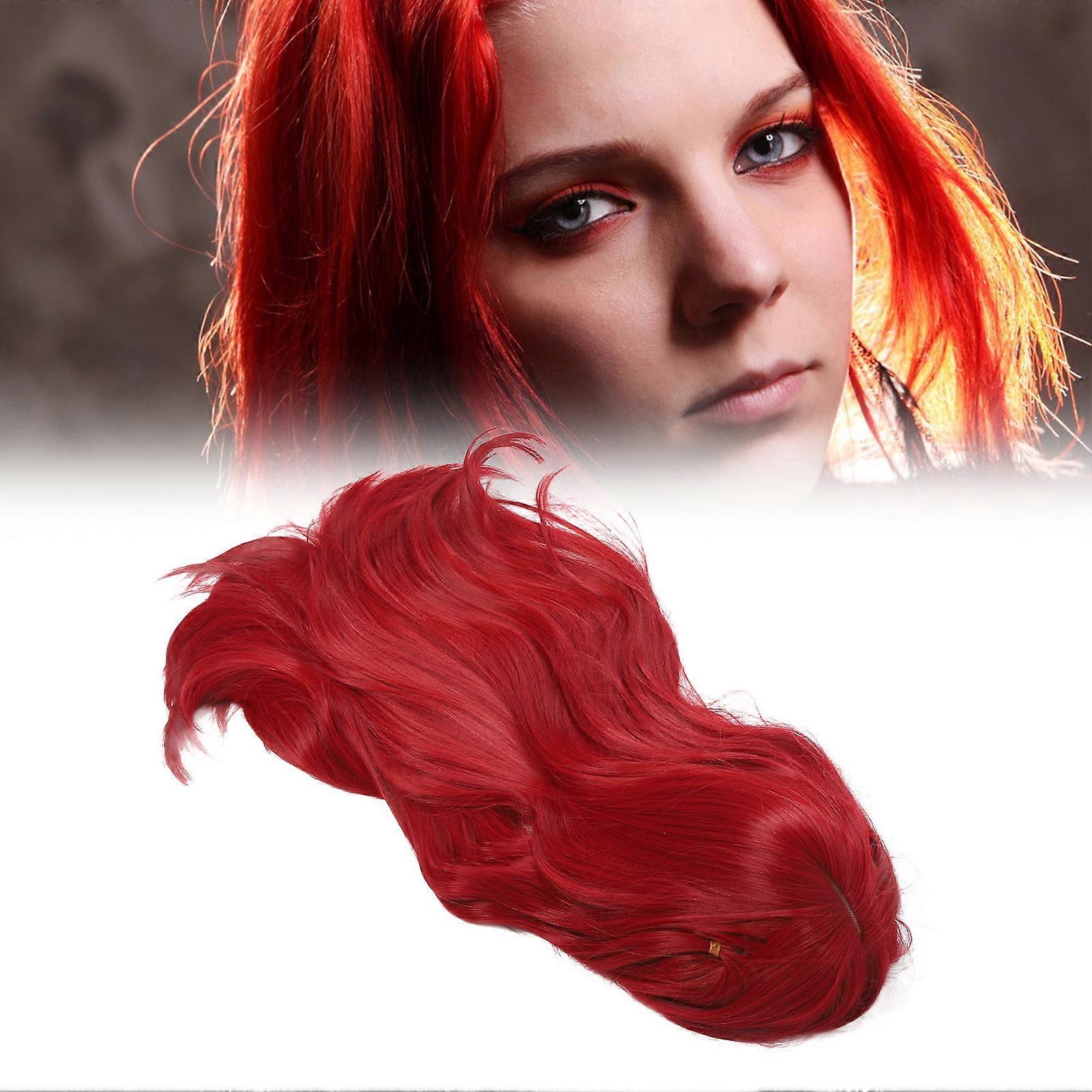 Red Long Straight Wigs with Bang Synthetic Heat Resistant Breathable Net Cosplay Red Long Wig