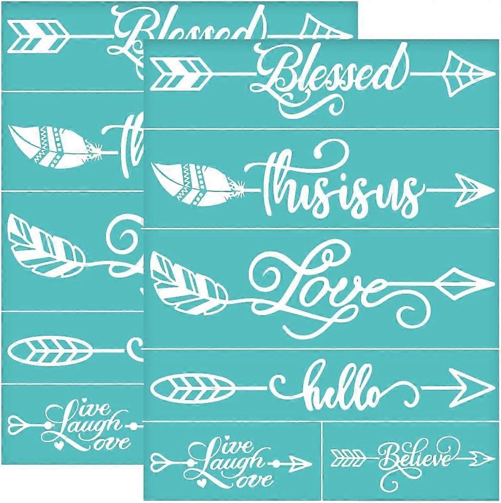 2Pcs 8.6x11 Inch Arrow Self-Adhesive Silk Screen Printing Stencil Blessed This is us Believe Mesh Stencils Word Theme Reusable Mesh Stencils Transfer 