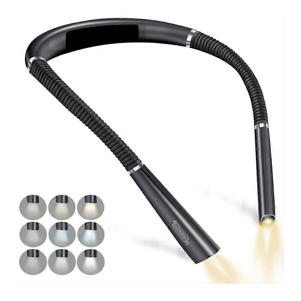 LED Neck Reading Lights, Rechargeable Book Light for Reading, Silicone Arms Neck Lights Reading Lamp for Study-Black