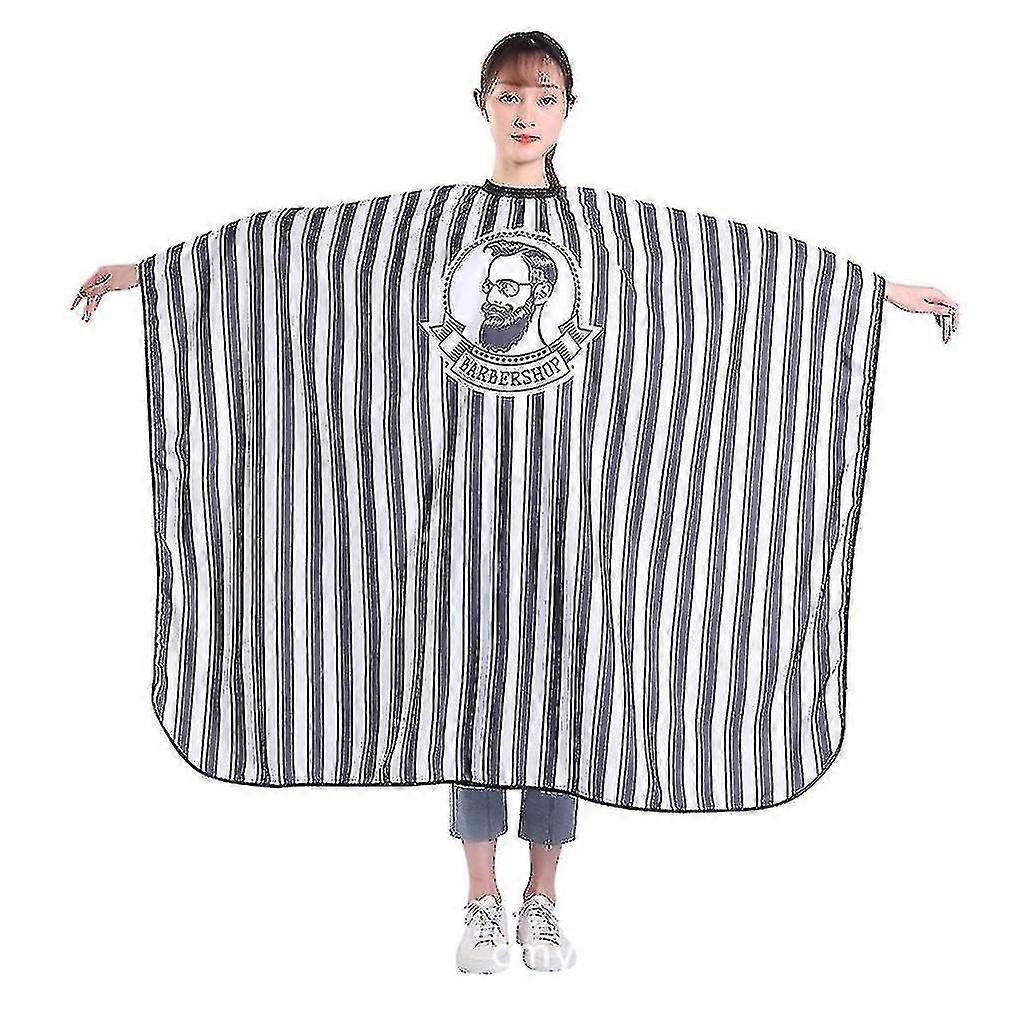 HMWY-ストライプパターンマンフェイスヘアカットケーププリントヘアマントケープ防水サロン理髪キャップFO