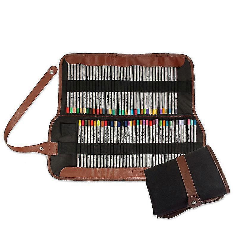 72 Colored Pencils With Roll Up Washable Canvas Pencil Bag Pouch For A