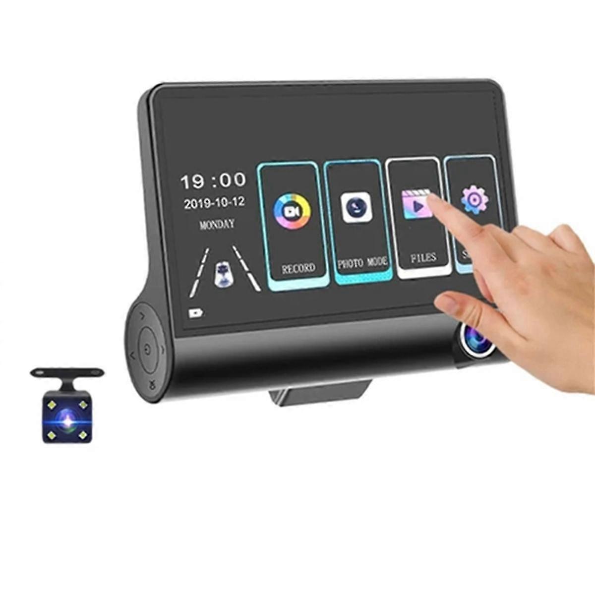 4 Inch Touch Screen Car DVR 1080P Dash Cam Front Inside Rear Camera Night Vision Loop Recording G-Sensor(B)