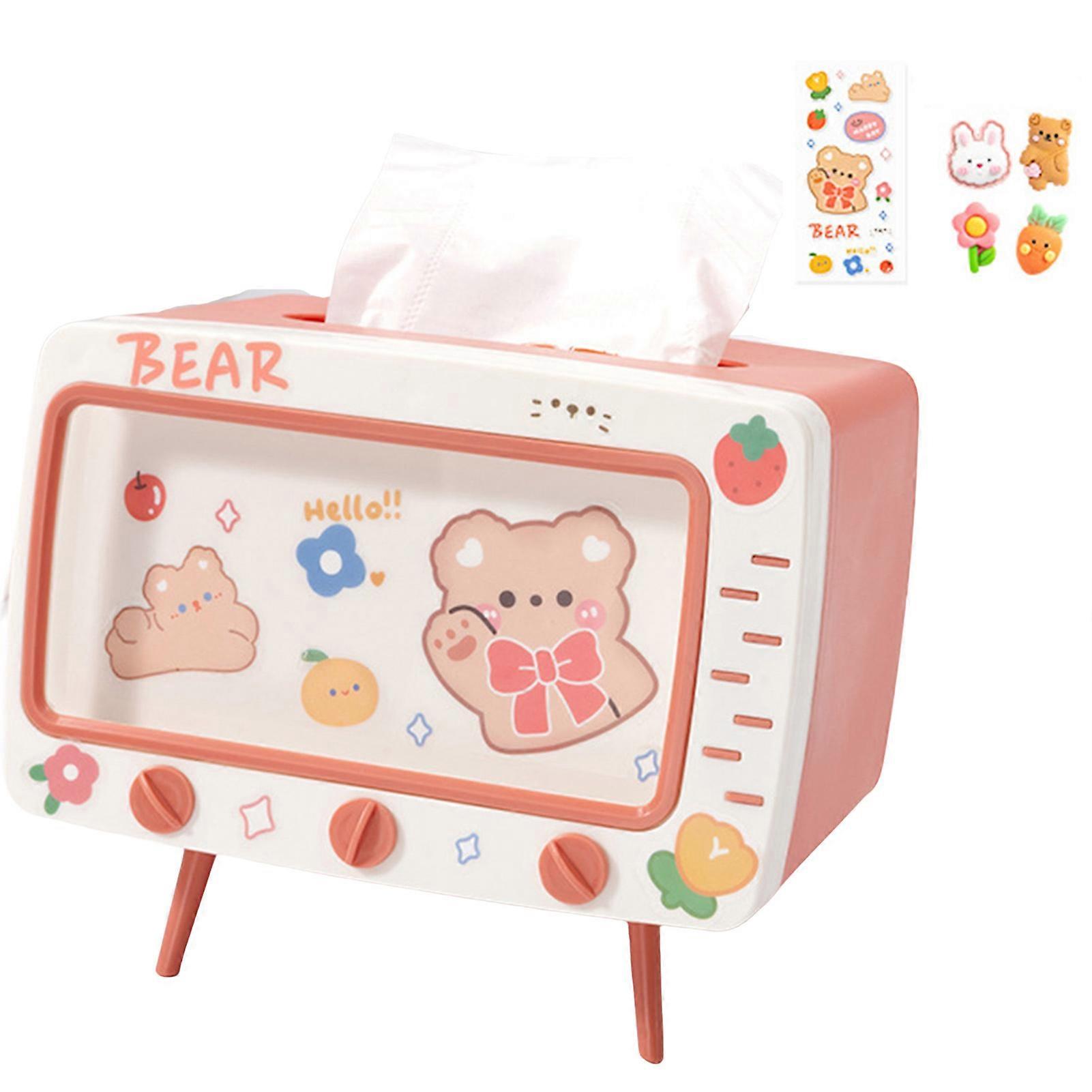 Retro TV Design Tissue Box Mobile Phone Stand Phone Holder for Nightstands Office Desk