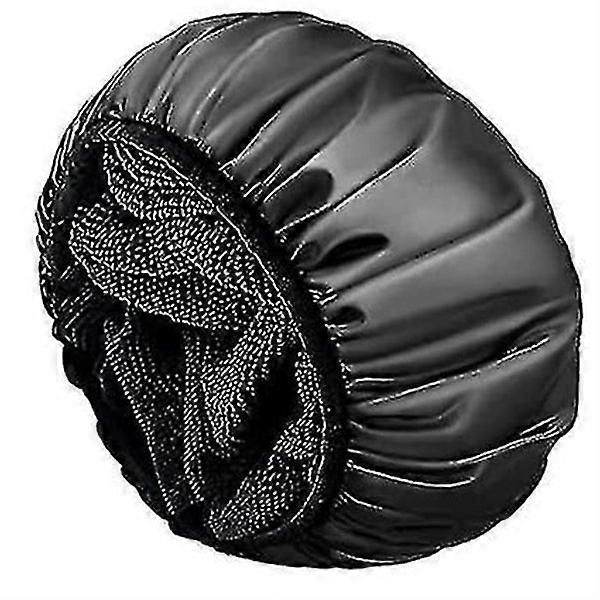 Extra Large Triple Layer Shower Cap with Dry Hair Function for Women