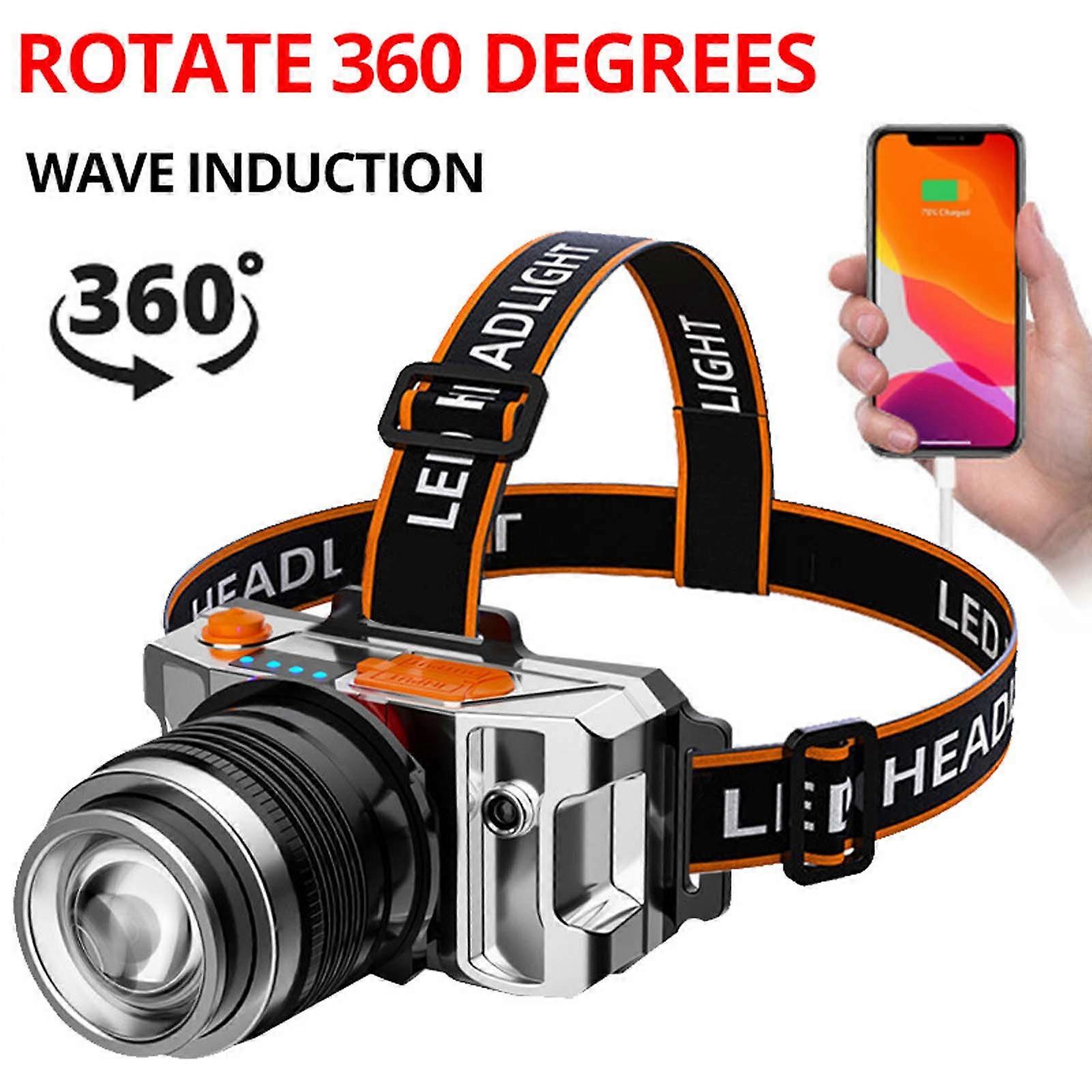 Flashlight Led Torch Light Multifunctional Head-mounted Flashlight Outdoor Led Charging Treasure Fishing Strong Sensor Long-range Headlight