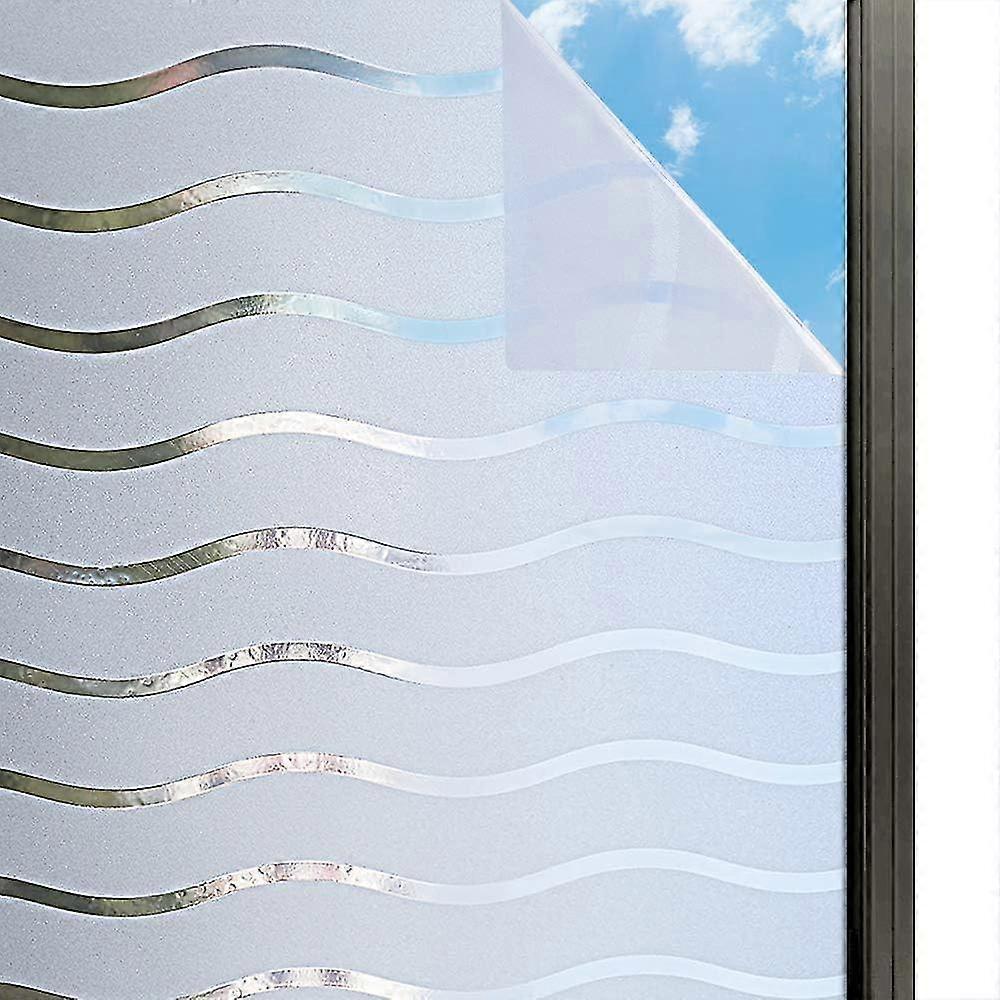 Frosted Window Film Provides Privacy Anti-uv Electrostatic Window Film Non-adhesive Decoration Window Sticker Waves Pattern Window Film For Home Offic
