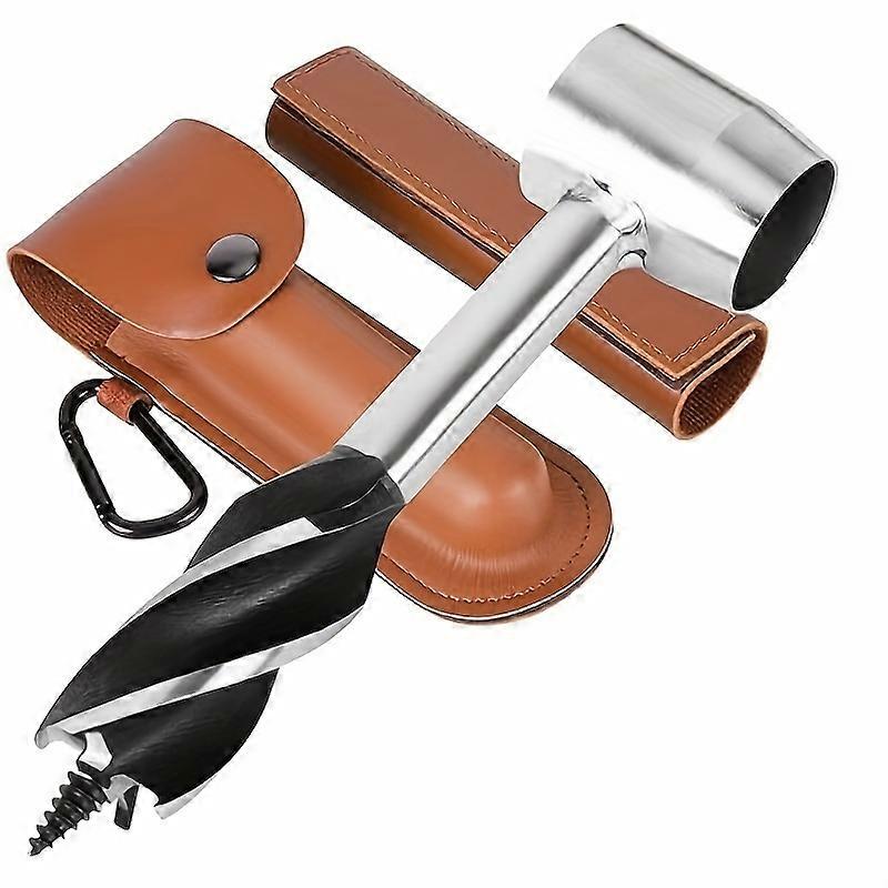 Ultimate Bushcraft Survival Tool - Heavy-Duty Hand Auger Wrench with Manual Wood Drill Premium Leath