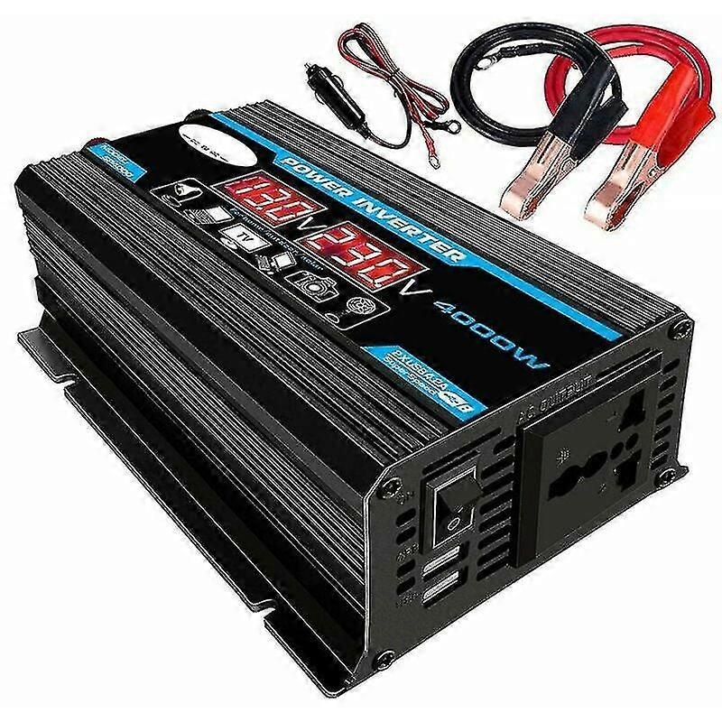 4000w Pure Sine Inverter 12v 220v Sine Wave Inverter Transformer With Wireless Remote Control Led Display 2 Usb Port For Car Camping Travel