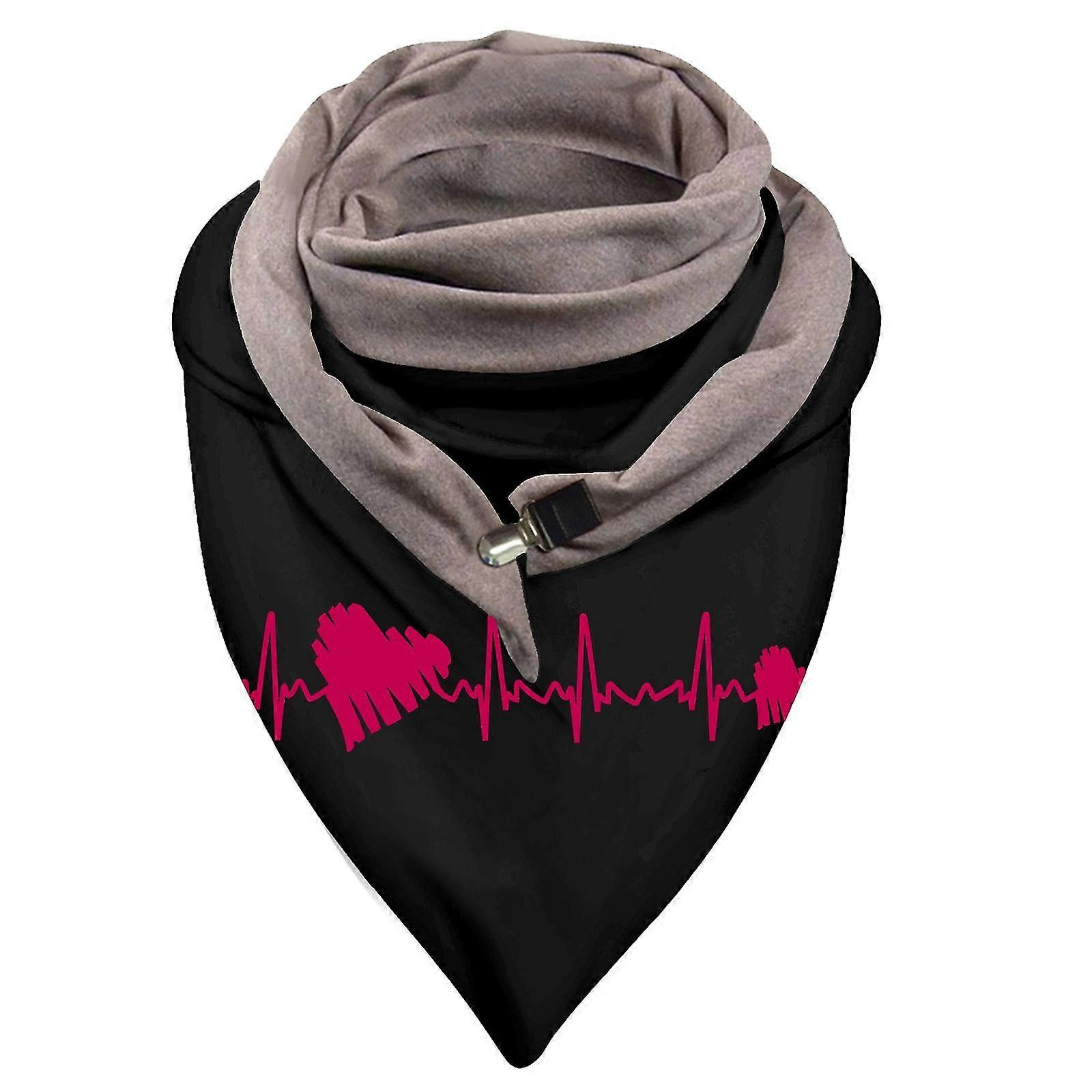 Universal Autumn Winter Warm Windproof Prints Double-layer Buckle Scarf