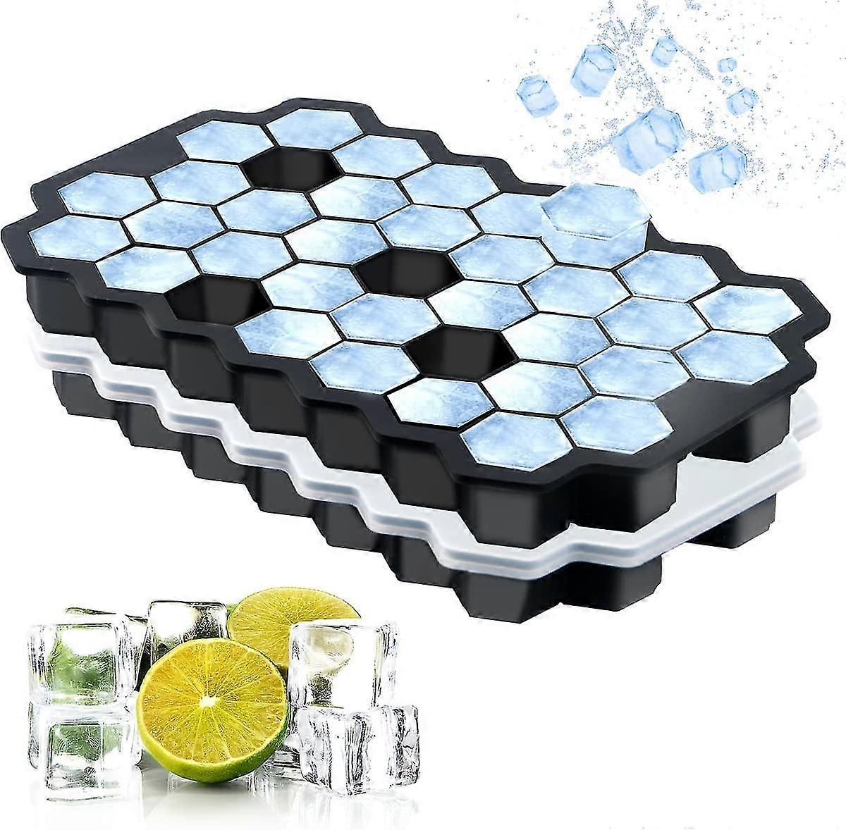 Ice Cube Tray With Lid 2 Pack. Make 37 Pieces Ice Cube. Bpa Free Food Grade Ice