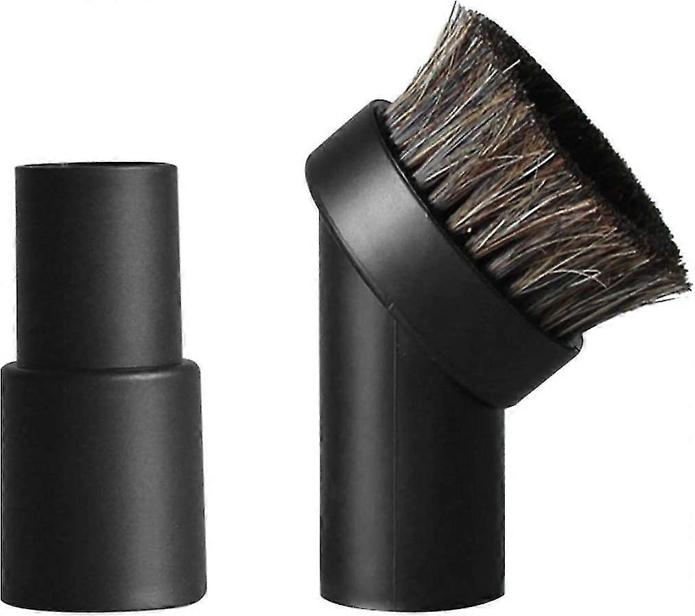 Horsehair Bristle Dusting Brush For Vacuum Cleaner, Round Horse Hair Dust Clean Tool Hose Adapter Attachment Set, Vacuum Brushes Replacement(black)2pc