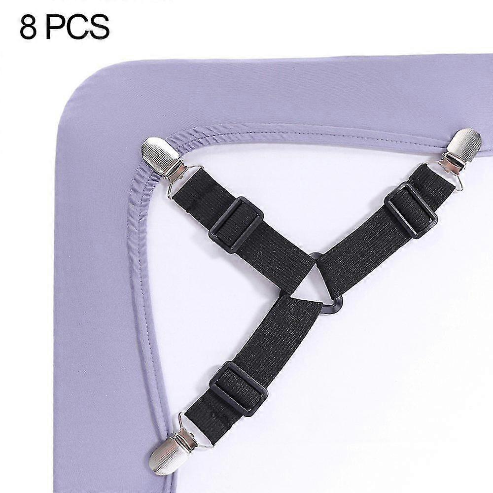 Bed Sheet Fasteners, 8 Pcs Adjustable Triangle Elastic Suspenders