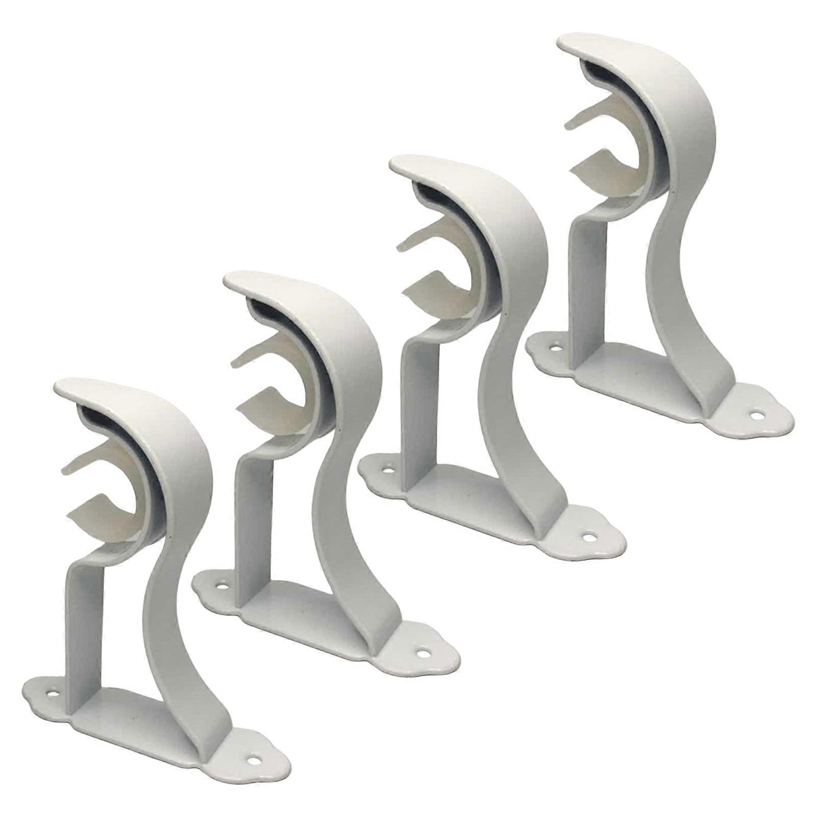 4 Pcs Curtain Rod Bracket Heavy Duty Curtain Rod Holder Rod Hooks for Wall Drapery Single Rods Support Brackets for 2.4-2.8cm Drape Poles KAESI