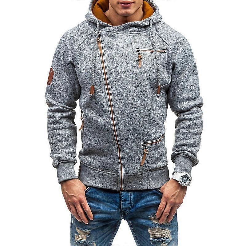 Men Jacket Hoodie Side Zip Hooded Coat Outerwear Tops