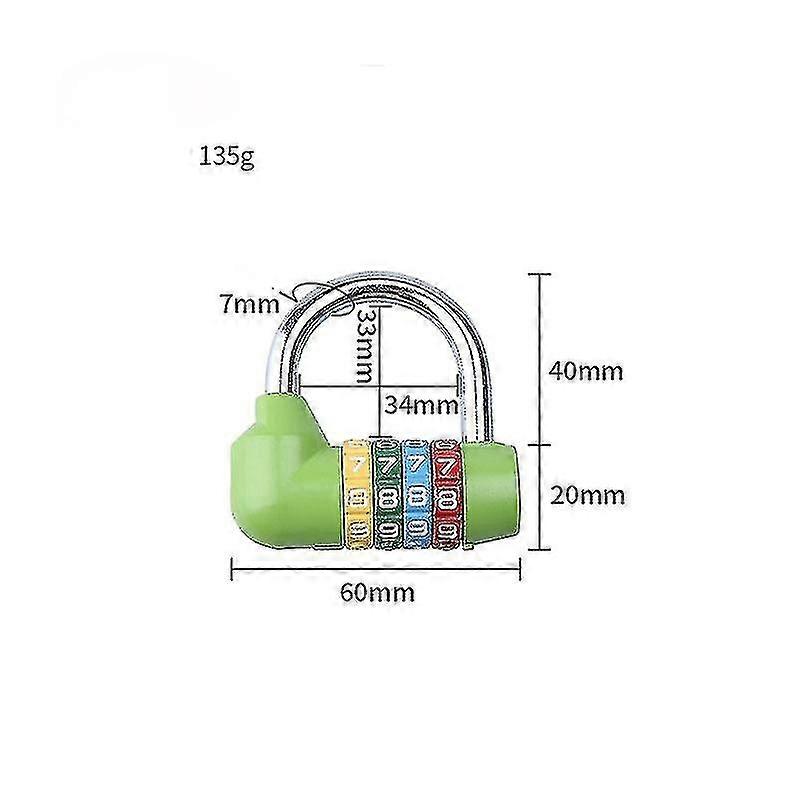 Long Beam Padlock Steel Cable Padlock Combination Padlock, Green, 60mm