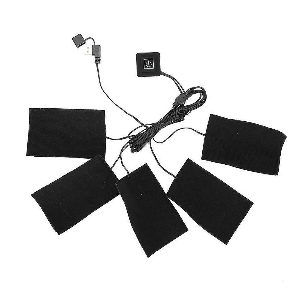 USB Electric Clothes Five Heater Pads Heating Element Adjustable Temperature Warmer Tool