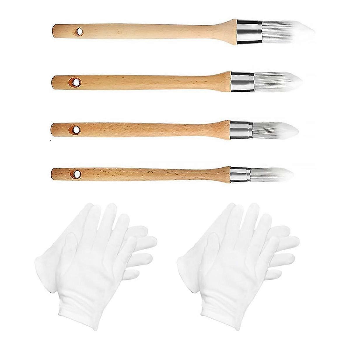 4 Piece Decorative Paint Brushes, Edge Painting Tools, 11 Inch Long Handle Edge Painting Tools Set