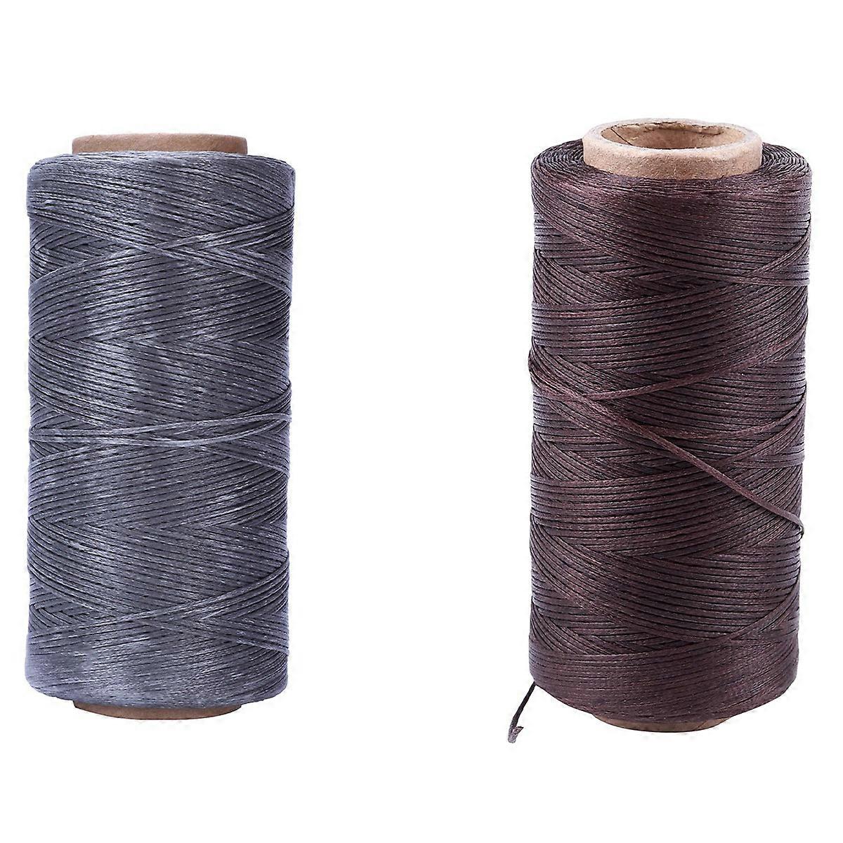 2x 260M 150D 1MM Leather Sewing Waxed Wax Thread Hand Needle Cord Craft DIY New Color:Dark Brown &
